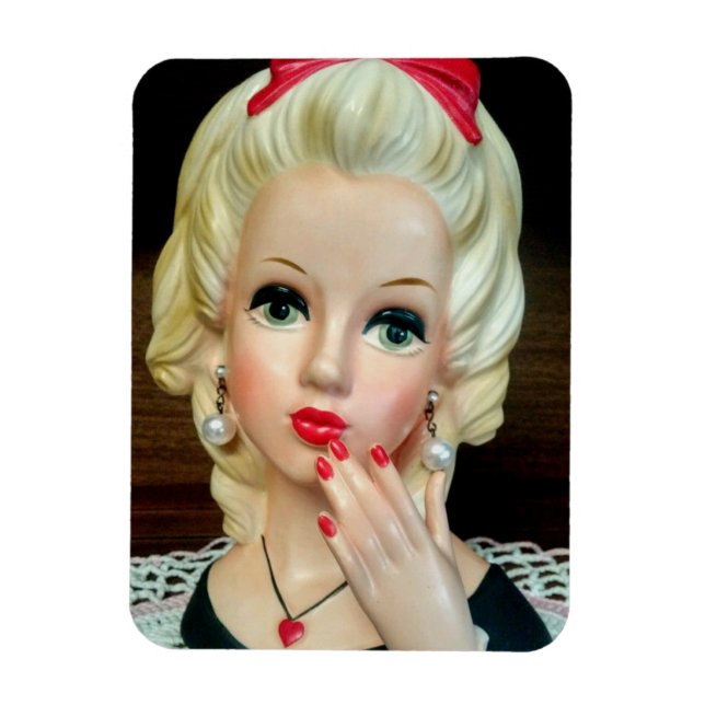 Ímã Vintage Lady Head Vase Teen Hearklace (Vertical)