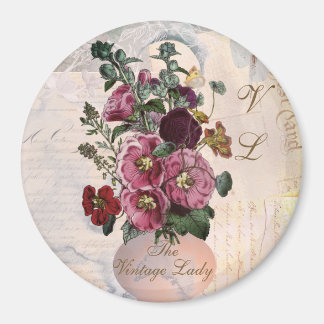 Imã Vintage Lady Vase + Monograma
