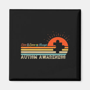 Imã Vintage Live Love Accept Autism Quebra-cabeça Auti
