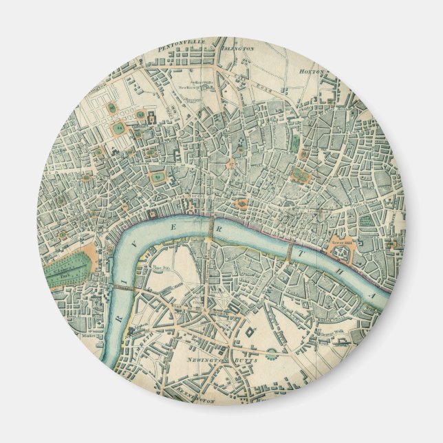 Imã Vintage London Map Magnet (Frente)