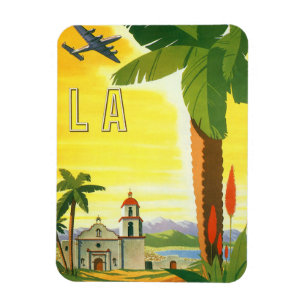 Ímã Vintage Los Angeles, Missão da Califórnia com Palm