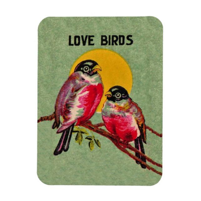 Ímã Vintage Love Birds Sun (Vertical)