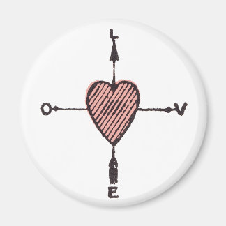 Imã Vintage Love Heart Compass Magnet