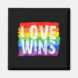 Imã Vintage Love Win Rainbow Peace Sign Pride Lésbica