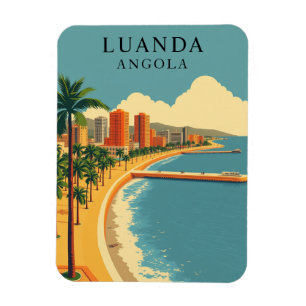 Ímã Vintage Luanda Angola Beach Viagem Souvenir