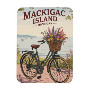 Ímã Vintage Mackinac Island Michigan com o presente Fl