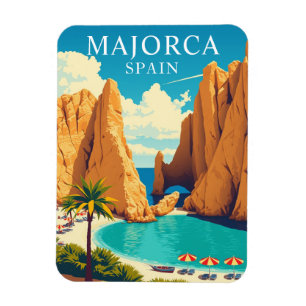 Ímã Vintage Majorca Espanha Beach Viagem Souvenir