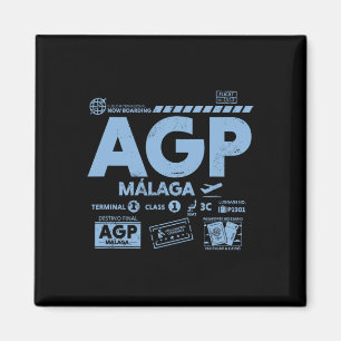 Imã Vintage Malaga Agp Código de Aeroporto Viagem Dia