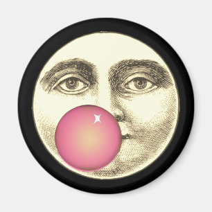 Imã Vintage man no cheio da lua encara um bordel rosa
