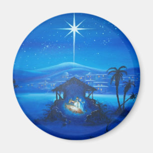 Imã Vintage Manger Night Scene