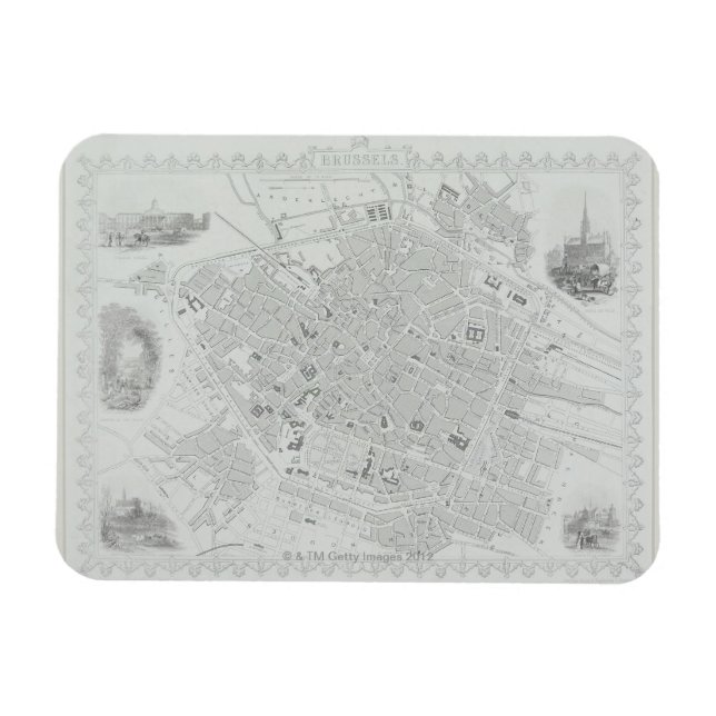 Ímã Vintage Map of Bruxelles (Horizontal)