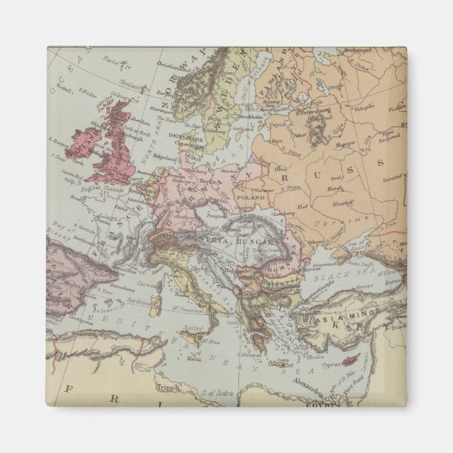 Imã Vintage Map of Europe (Frente)