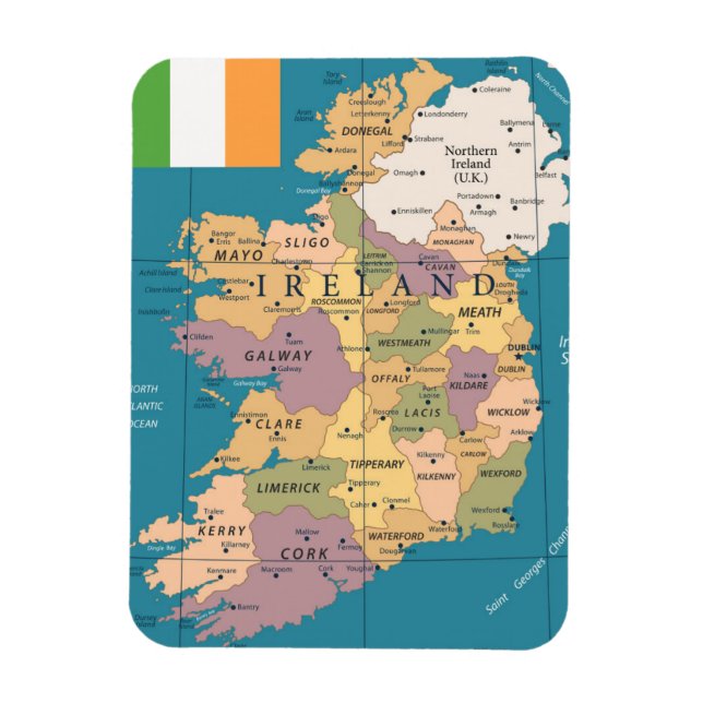 Ímã Vintage Map of Ireland (Vertical)