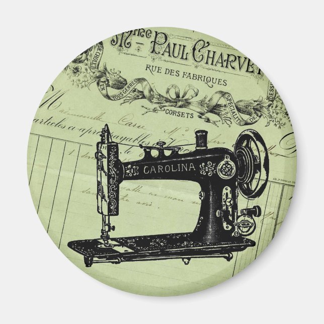 Imã Vintage - Máquina Francesa de Sewing Chic (Frente)