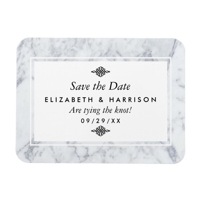 Ímã Vintage Marble Wedding Elegante Salvar Data (Horizontal)
