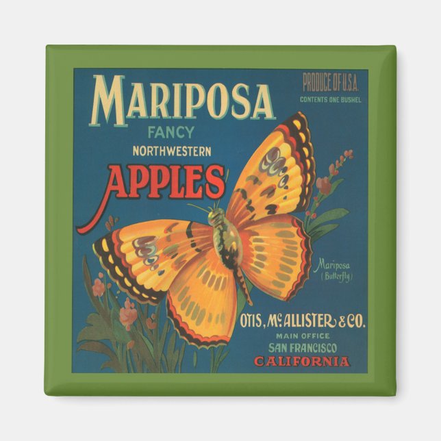 Imã Vintage Mariposa Apple Magnet (Frente)