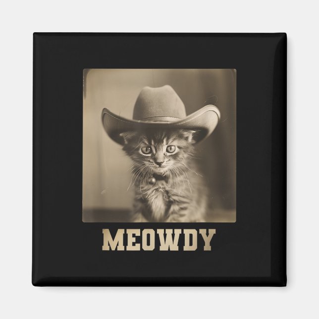 Imã Vintage Meowdy Cat (Frente)