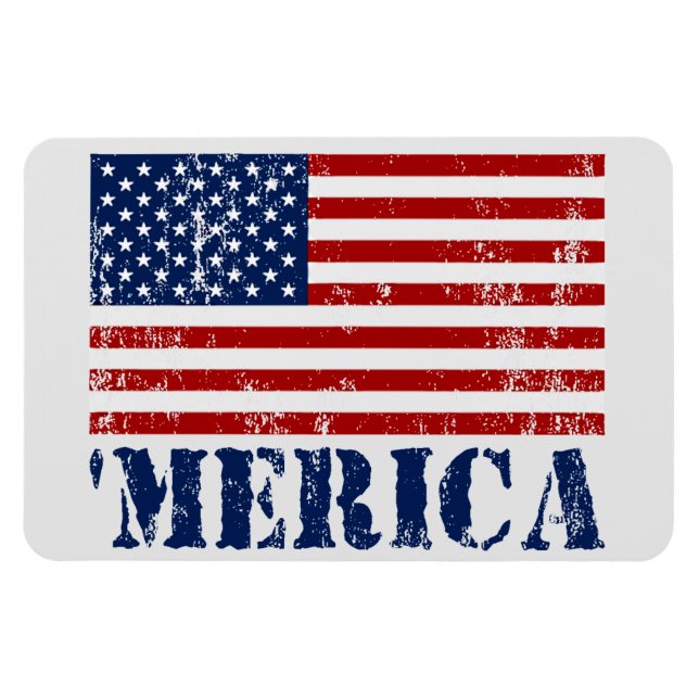 Ímã Vintage 'MERICA US Flag Patriotic Premium Magnet (Horizontal)