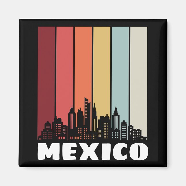 Imã Vintage Mexico CDMX Cityscape Retro Sunset (Frente)