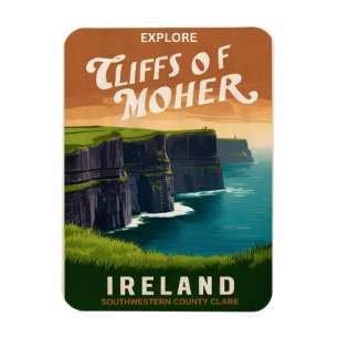 Ímã Vintage mher cliffs, presentes naturais na Irlanda