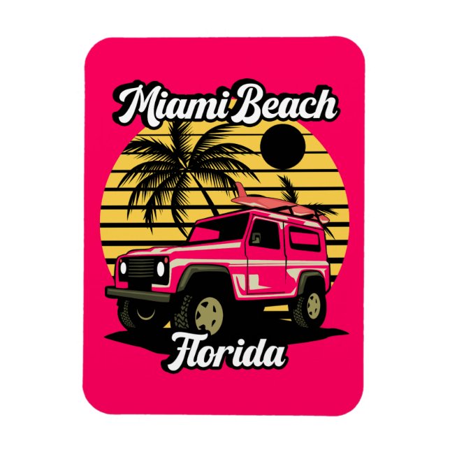 Ímã Vintage Miami Beach Flórida (Vertical)