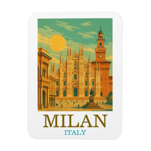 Ímã Vintage Milan Itália Viagem Retro Impressão