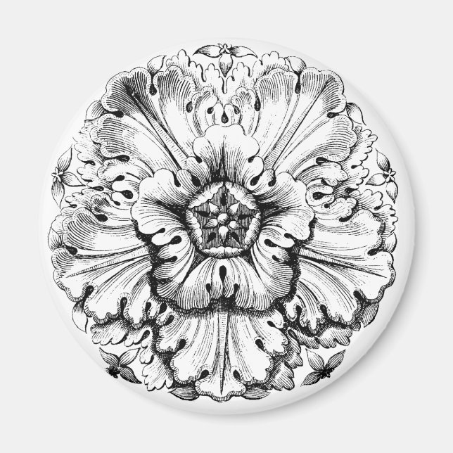 Imã Vintage Modern Leafy Flower (Frente)