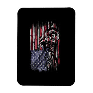 Ímã Vintage Motorcycle USA Flag Retro Biker, Motorcycl