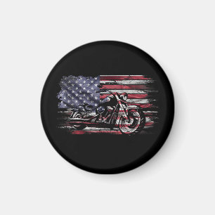 Imã Vintage Motorcycle USA Flag Retro Biker, Motorcycl