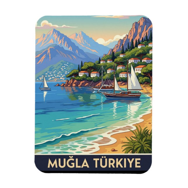 Ímã Vintage Mugla Turkey Viagem (Vertical)