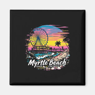 Imã Vintage Myrtle Beach South Carolina Sunset Skyline