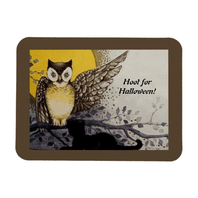 Ímã Vintage Night Owl Wing em Branch Moon (Horizontal)