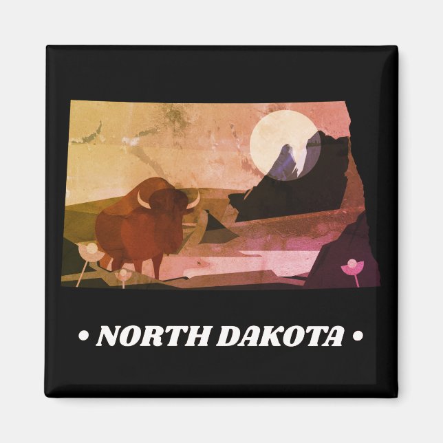 Imã Vintage North Dakota State Magnet (Frente)