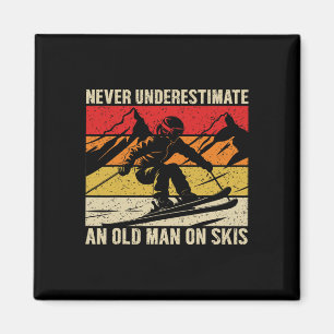 Imã Vintage Nunca Subestime Um Homem Velho De Esqui Di