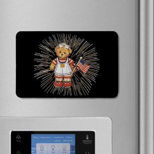 Ímã Vintage Nurn Bear Modern White Fireworks Flexível