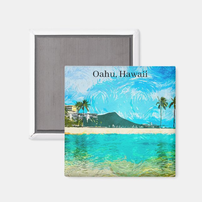 Imã Vintage Oahu Hawaii - Paraíso Viagem (Front/Back)