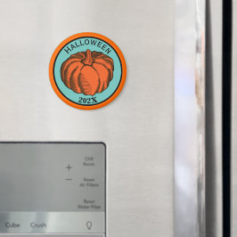 Imã Vintage Orange Black Halloween Pumpkin Inte Art