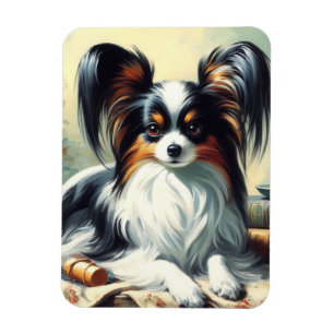 Ímã Vintage Papillon Dog Painting