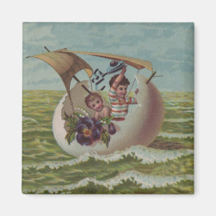 Imã Vintage Páscoa Filhos Navegando