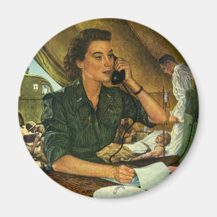 Imã Vintage Patriótico, Enfermeira Médica ao Telefone