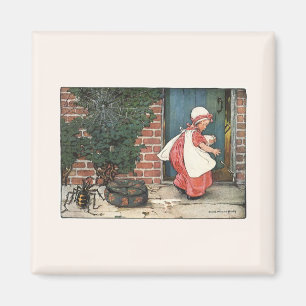 Imã Vintage Pequena Miss Muffet Spider Nursery Rhyme