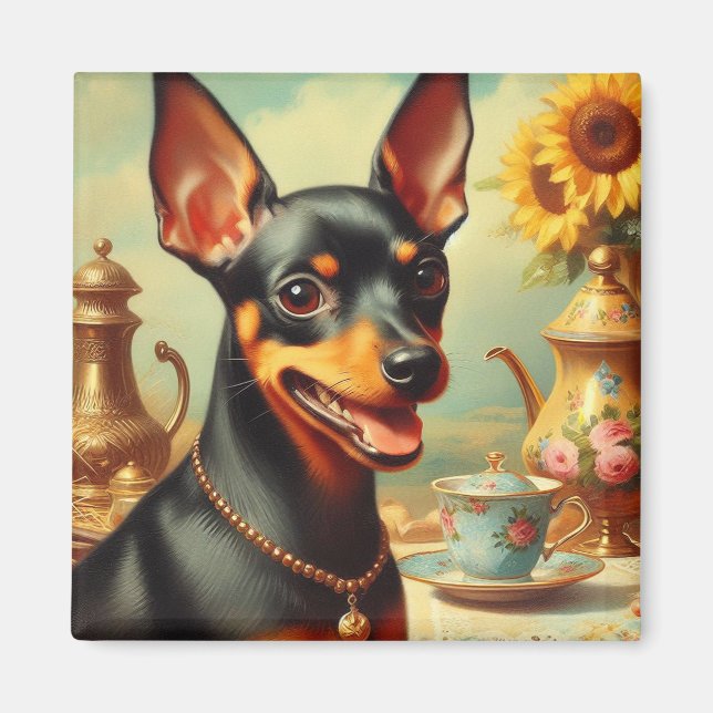 Imã Vintage Pinscher Painting (Frente)