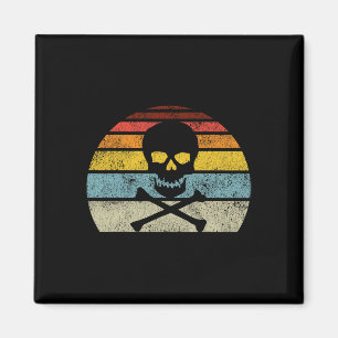 Imã Vintage Pirata Crânio Cruzado Sinalizador Estilo R