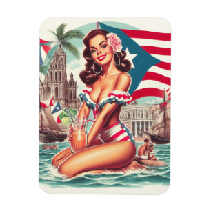 Ímã Vintage Porto Rico Pin-Up