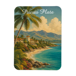 Ímã Vintage Puerto Plata República Dominicana Tropical