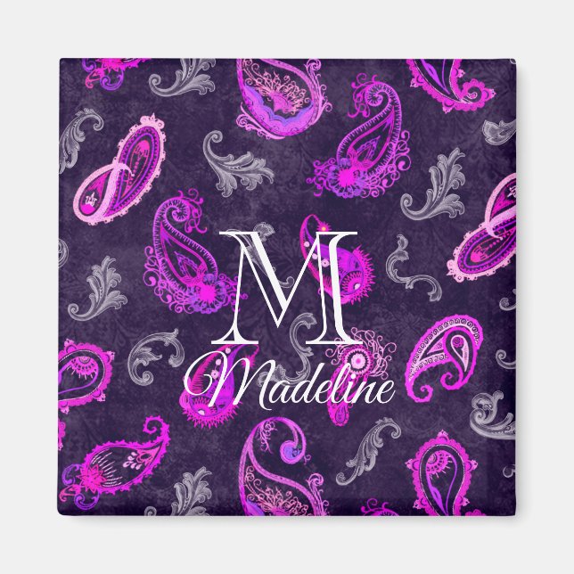 Imã Vintage Purple Paisley (Frente)