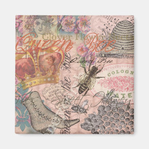 Imã Vintage Queen Bee Belly Girly Art Impressão