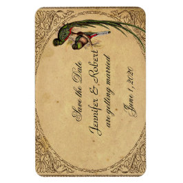 Ímã Vintage Quetzal Bird Wedding (Salvar data)