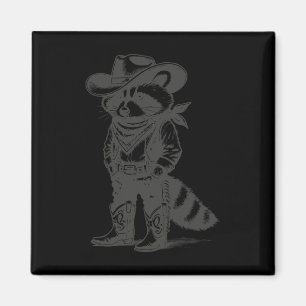 Imã Vintage Raccoon Cowboy Trash Panda Ocidental
