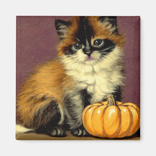Imã Vintage Ragdoll Halloween Cat (Frente)